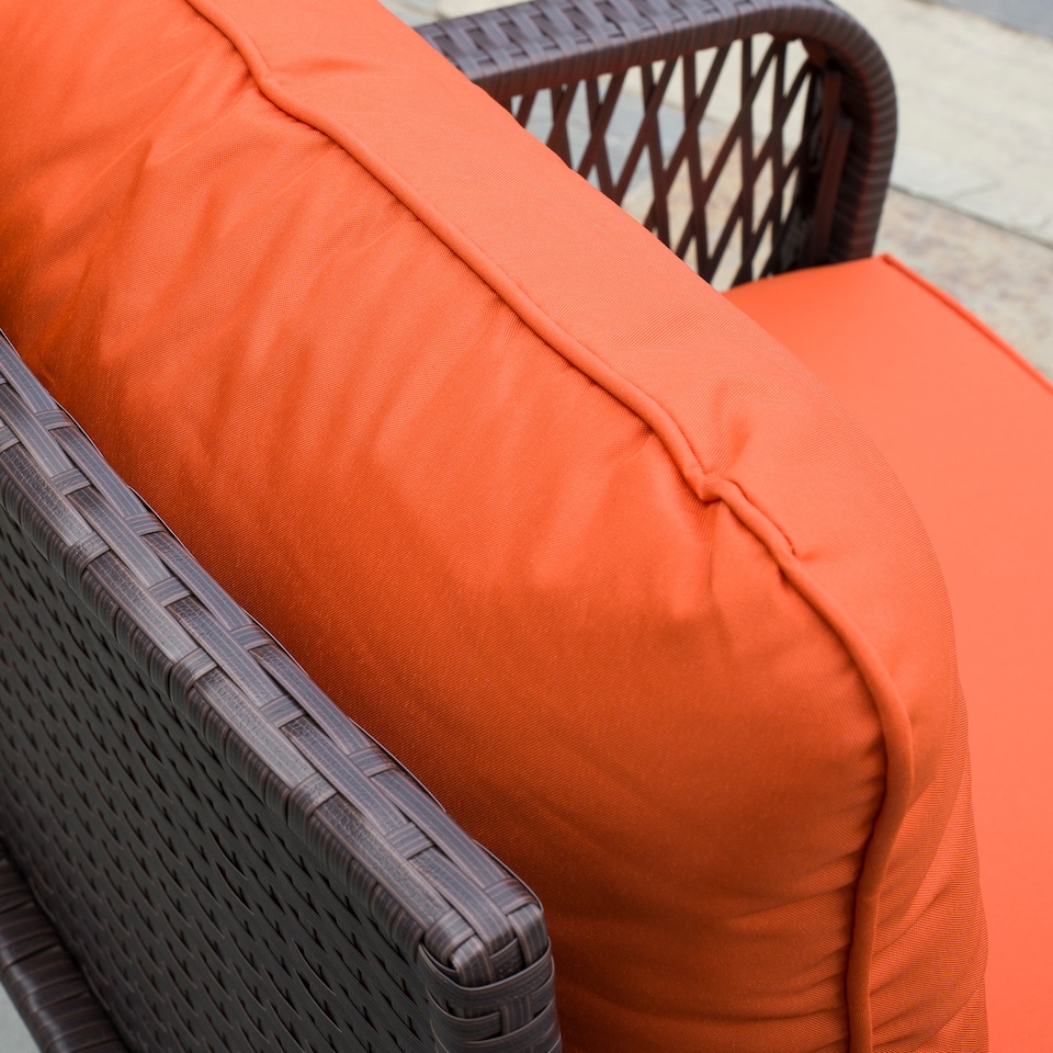 image 1 of Outsunny 3 Pieces Rattan Bistro Set with Tempered Glass Table Orange