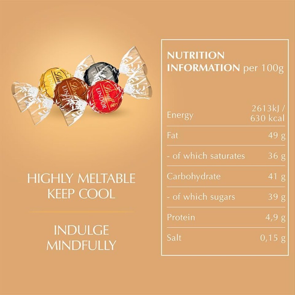 image 1 of Lindt Lindor Assorted Chocolate Truffles Bag - Approx 80 balls, 1kg - Chocolate Truffles with a Smooth Melting Filling