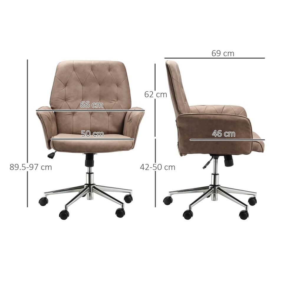 image 1 of Vinsetto Computer Chair w/ Armrest Modern Style Tufted Home Dining Room Brown