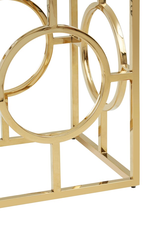 image 1 of Interiors by Premier Luxe Gold Polished Side Table, Square Bedside Table With Tempered Glass Top, Small Metal Table For Decor | Gold