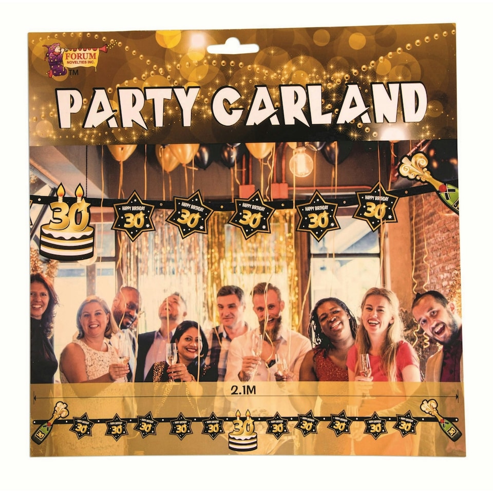 image 1 of Bristol Novelty 30th Birthday Party Garland - Black/Gold - One Size Black