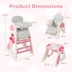 image 2 of COSTWAY Convertible Baby High Chair Baby Feeding Chair With Double-layer Tray-Pink