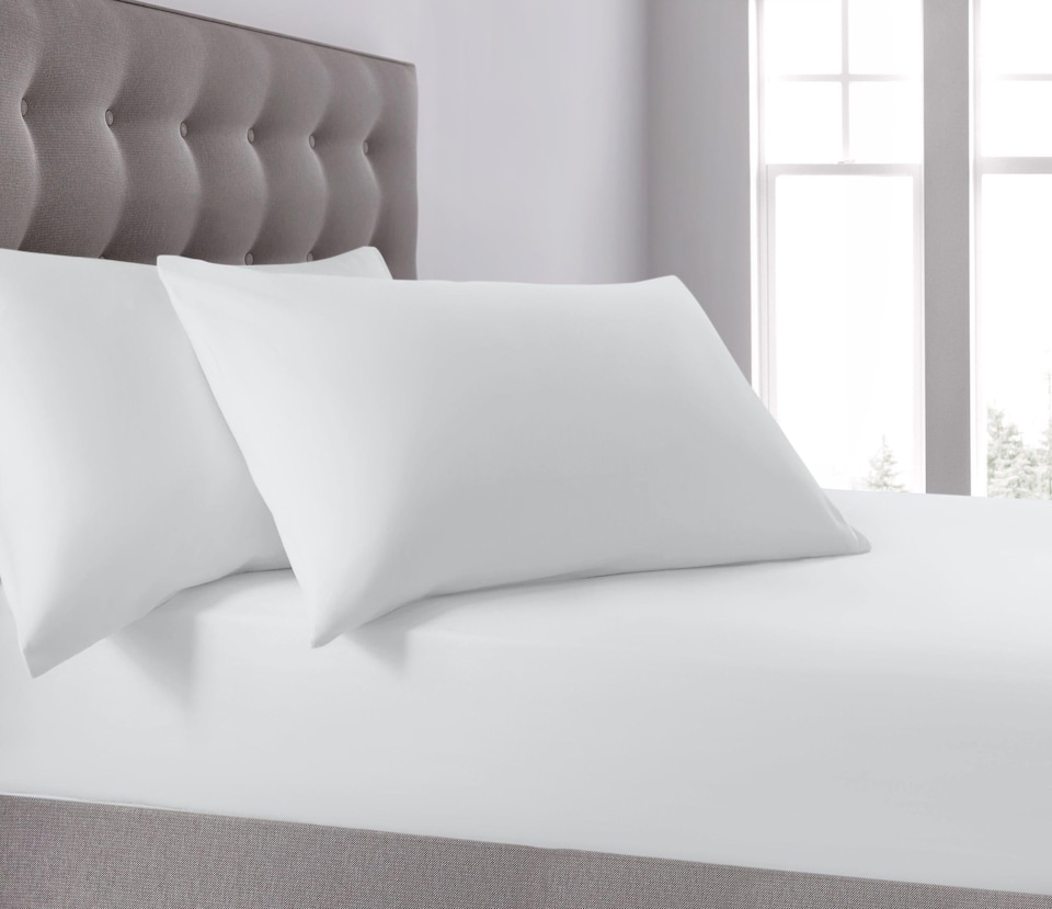 image 1 of Velosso Plain Dyed Cotton Blend Fitted Sheet | White | White | Super King
