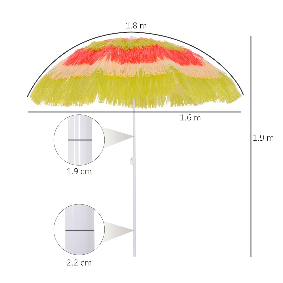 image 1 of Garden Patio Hawaii Beach Sun Umbrella Sunshade Outdoor Folding Tilting Parasol