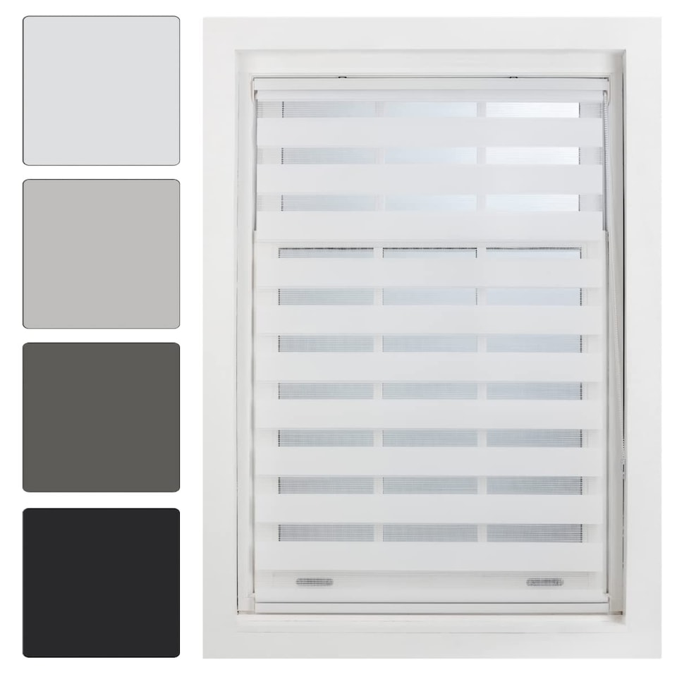 image 1 of FURNISHED Day and Night Roller Blinds Zebra Window Shades Made to Measure (W)210cm x (L)165cm | White | White | (W) 210cm x (L) 165cm