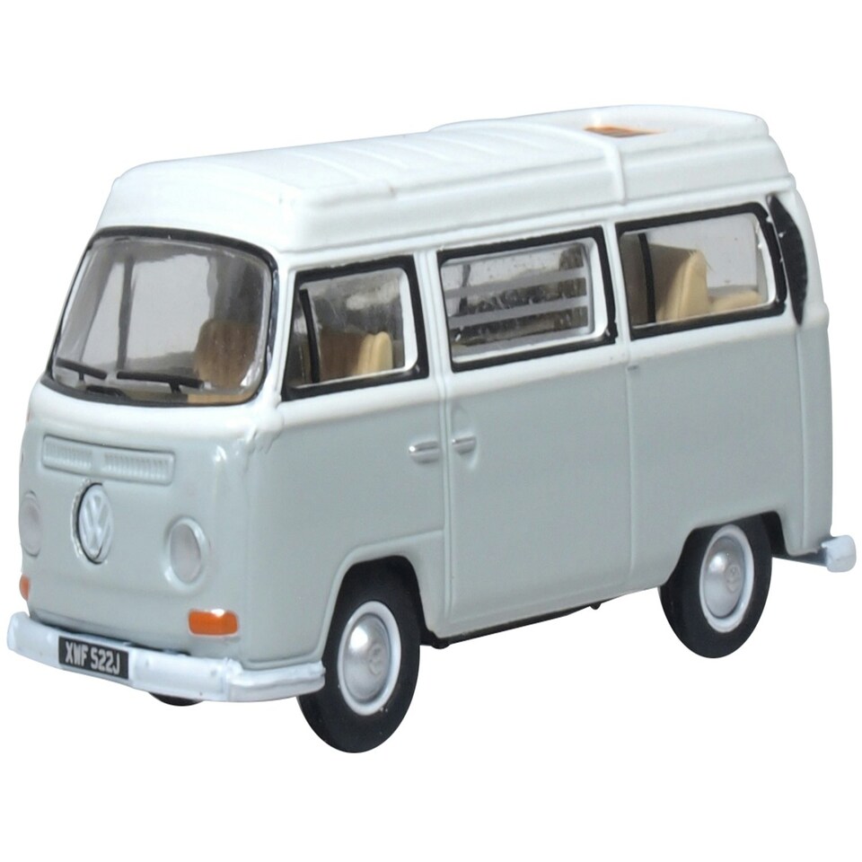 Oxford Diecast VW Bay Window Camper Silver Grey/White