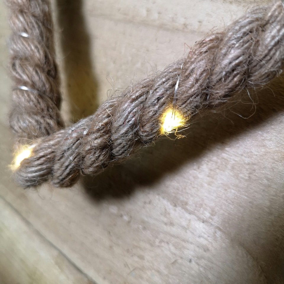image 1 of 35cm Battery Operated Warm White Pin Wire LED Lit Hanging Christmas Rope Heart