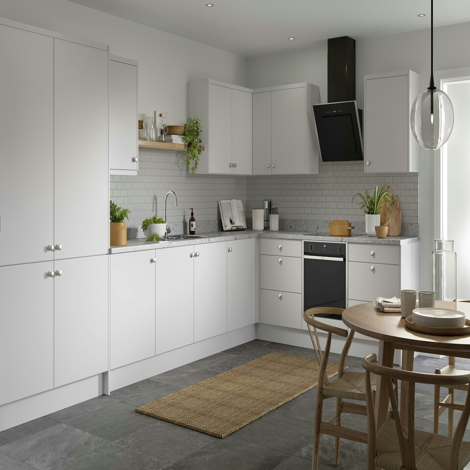 image 1 of 3 Drawer Base Unit 600mm w/ Slab Cabinet Door - Ultra Matt Light Grey Grey | Ultra Matt Light Grey