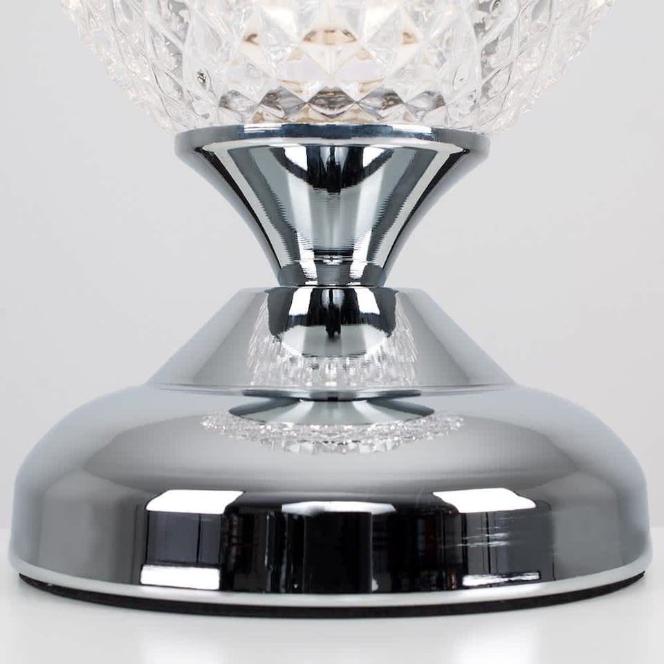 image 1 of ValueLights Pair Of Modern Silver Chrome And Decorative Glass Bedside Touch Table Lamps | Chrome