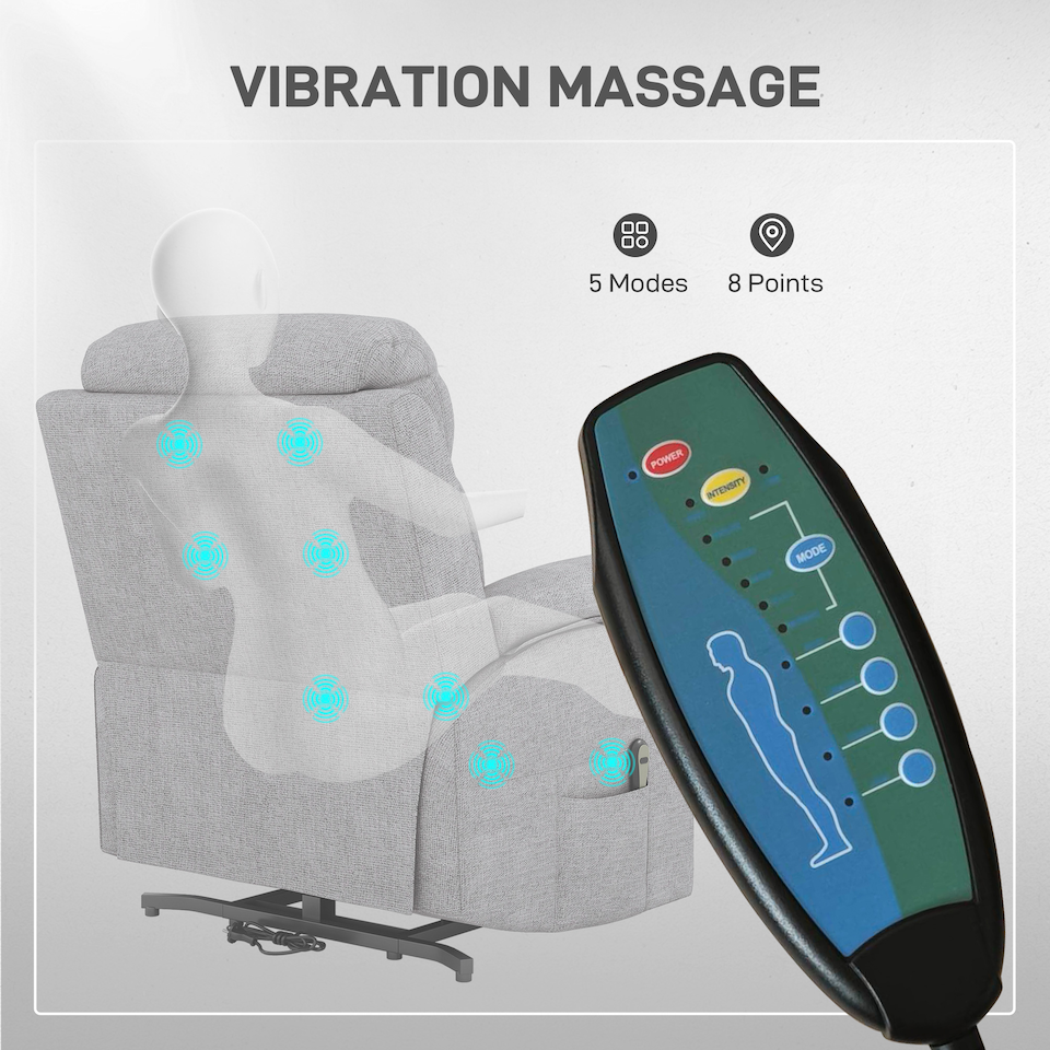 image 1 of HOMCOM Power Lift Chair Electric Riser with Remote and Massage, Grey | Grey