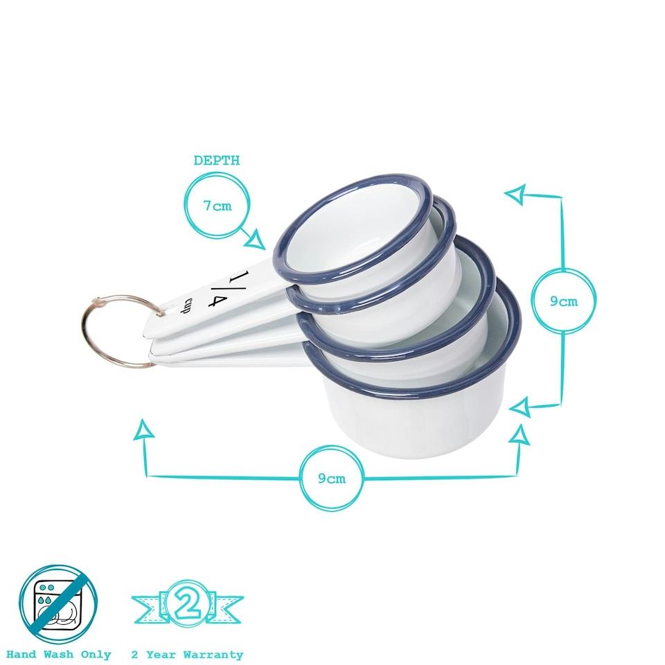 image 1 of Argon Tableware 4pc White Enamel Measuring Cups Set - Blue Blue | One Size