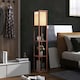 image 2 of HOMCOM Modern Floor Lamp Light with 3 Shelves Fabric Lampshade Brown | Brown