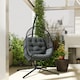 image 9 of Outsunny Hanging Egg Chair Outdoor Indoor, Swing Hammock Chair with Stand, Cushions, Lumbar Pillow, Adjustable Height and Steel Frame for Garden Patio Lounge Porch, Dark Grey | Grey | Dark Grey