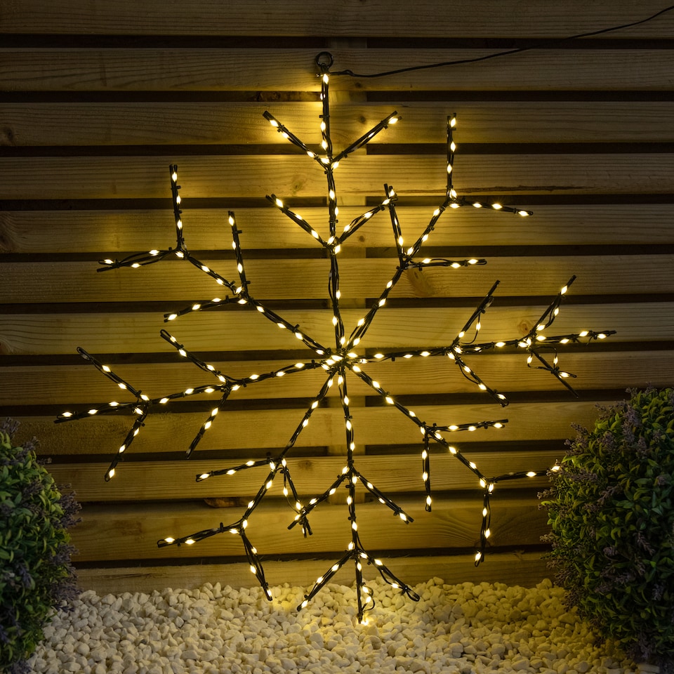 image 1 of 61cm Light up Twinkling Christmas Snowflake with 196 Warm White LEDs