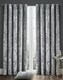 image 2 of Crushed Velvet Fully Lined Eyelet Curtains - Silver - 168x137cm