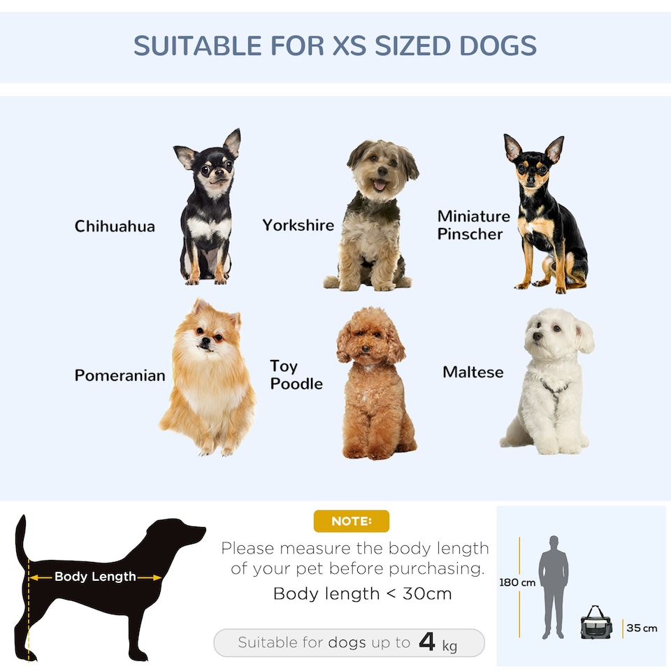 image 1 of PawHut 51cm Foldable Pet Carrier Bag Soft Travel Dog Crate for Mini Dogs Grey