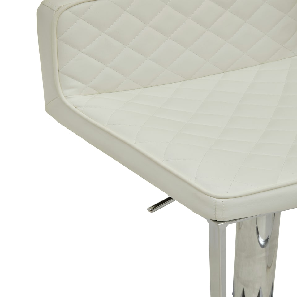 image 1 of Interiors by Premier Baina White And Chrome Bar Stool With Square Base