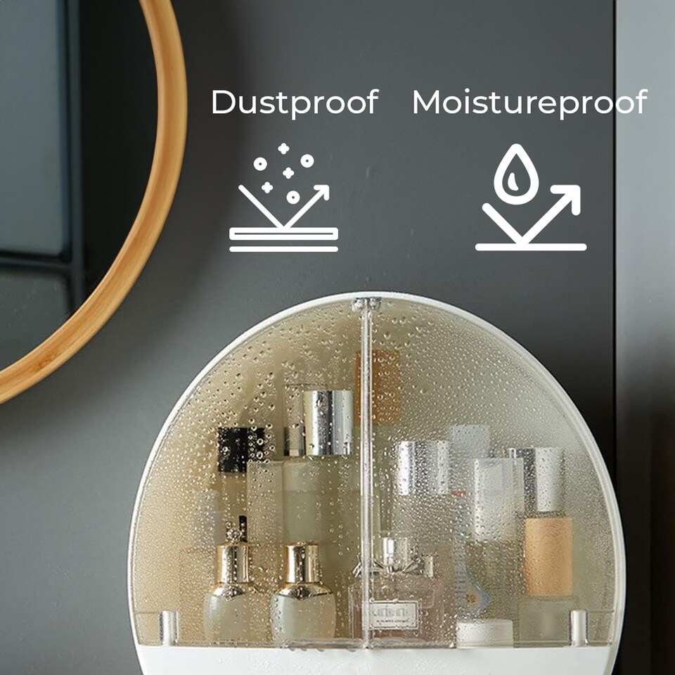 image 1 of Neo Off White 2 Drawer Round Cosmetic Organiser