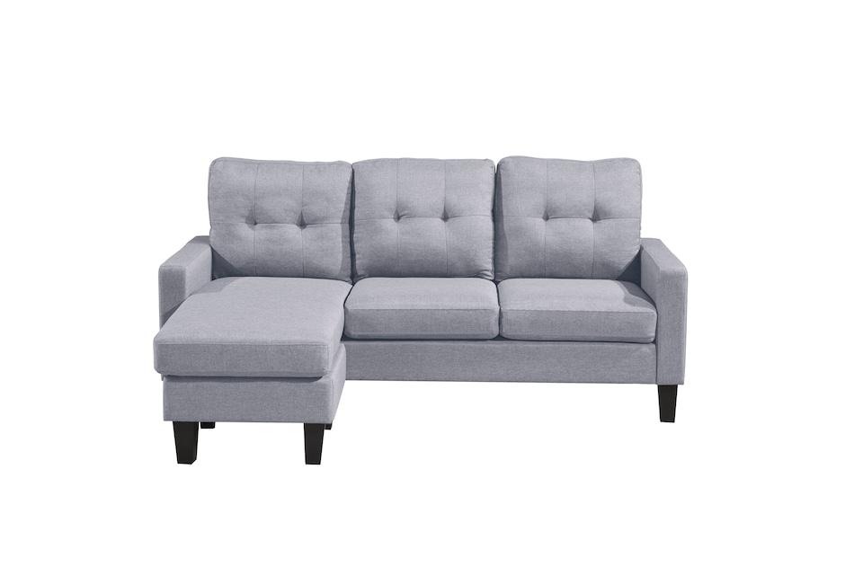 image 1 of Portofino 3 Seater Corner Sofa, Chaise Lounge Furniture with Reversible Ottoman Footstool or Chaise | Grey | Three Seater
