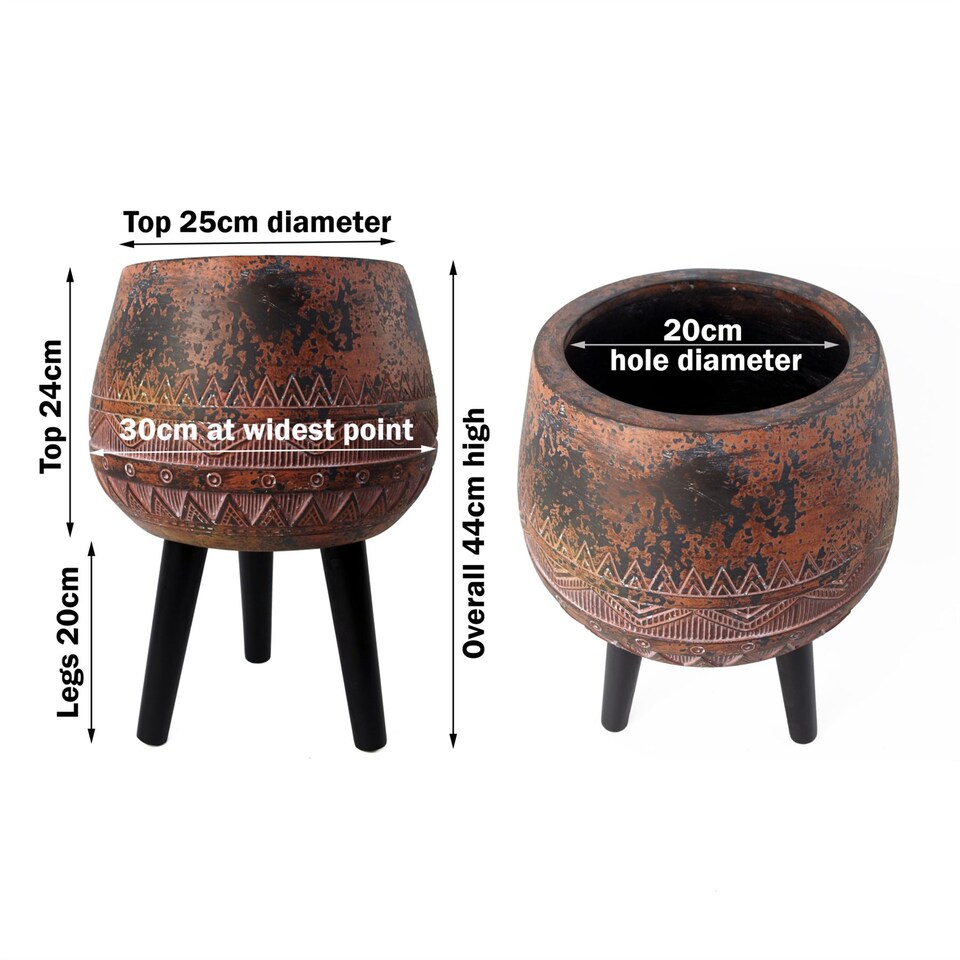 image 1 of Large Composite Brown / Black Planter with Stand | Brown