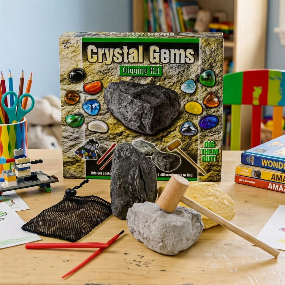 image 1 of The Magic Toy Shop Crystal Gems Digging Kit Science Toy 12 Gems