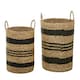 image 1 of Interiors By Premier Set of 2 Seagrass Baskets with Black Stripes, Striped Storage Baskets, Distinctive Decorative Baskets Multi