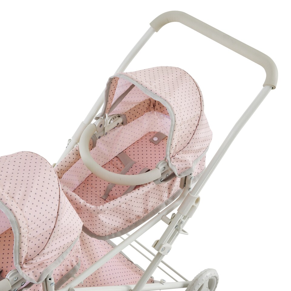 image 1 of Teamson Kids Twin Doll Pram/Stroller, Convertible Bassinet Seats