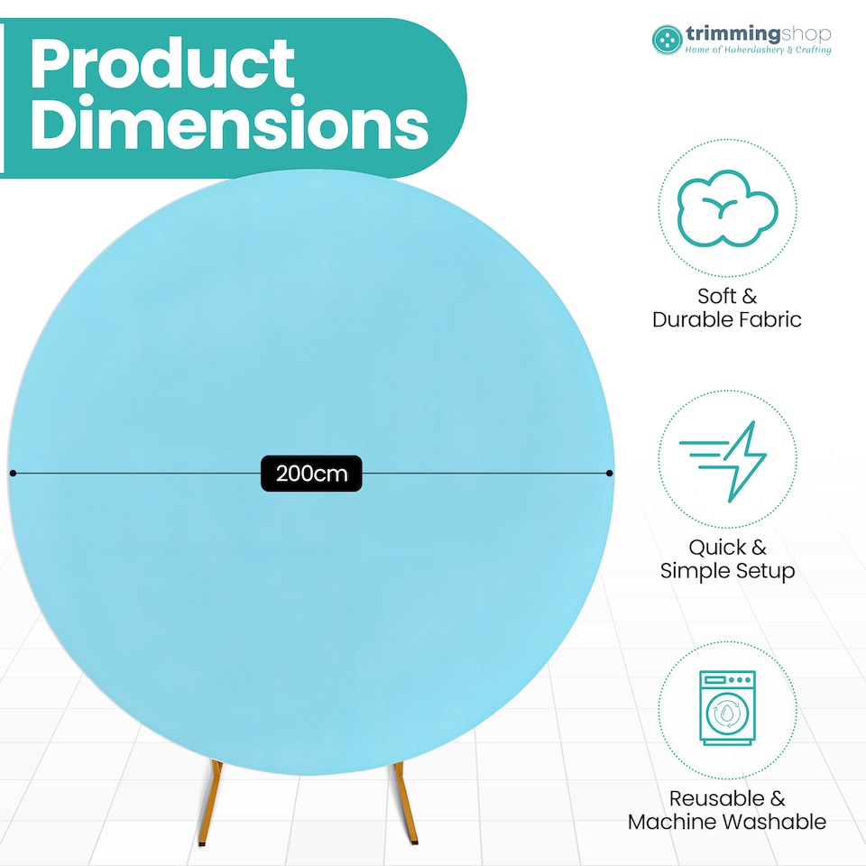 image 1 of 160GSM Baby Blue Round Arch Backdrop Cover - 200cm