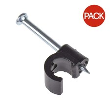 SupaLec Round Cable Clips (Pack of 100) - Black - 6mm
