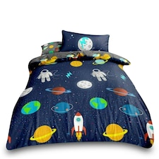 VELVETIO Space Duvet Cover Set Reversible Soft Polycotton Kids Beddings Blue | Navy | Double