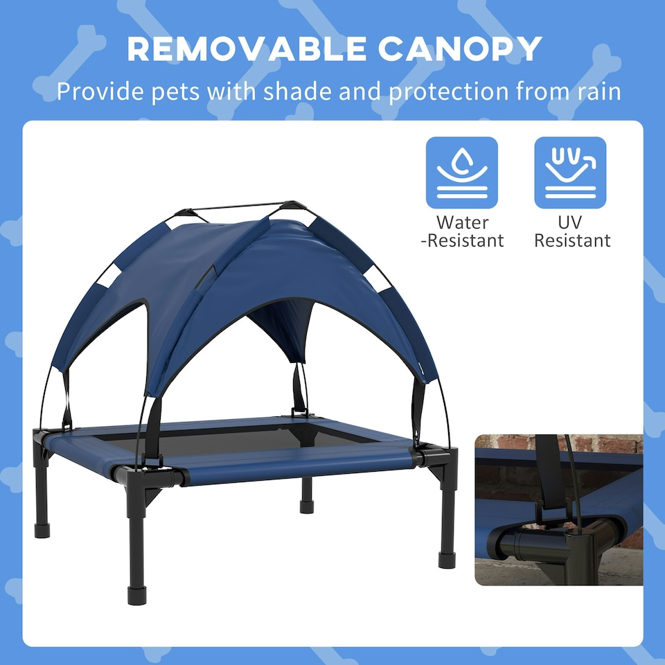 image 1 of PawHut Cooling Raised Dog Bed w/ Breathable Mesh, for S, M Dogs - Dark Blue