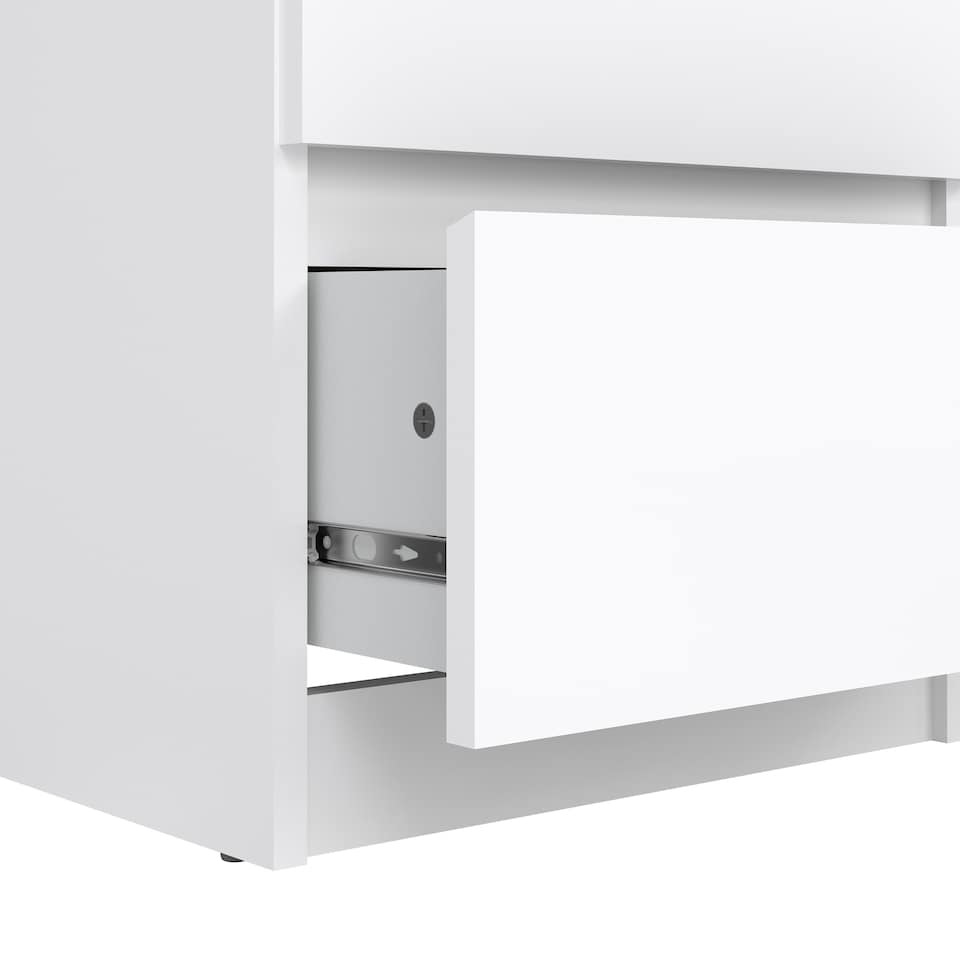 image 1 of Naia Narrow Chest of 5 Drawers in White High Gloss