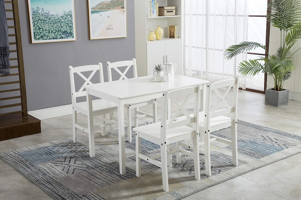 image 1 of Solid Wooden Kitchen Dining Table and 4 Chairs