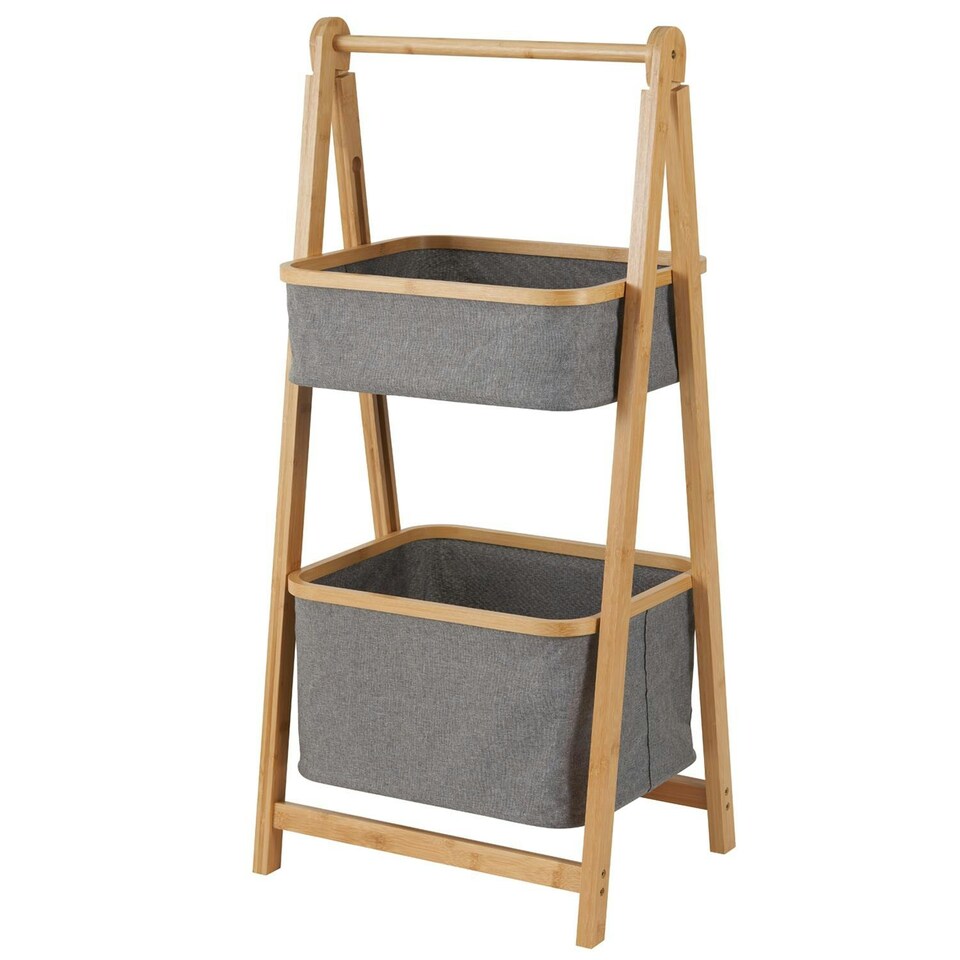 image 1 of Showerdrape Cotswold Grey 2 Tier Bathroom Storage Basket Ladder 990 x 440mm