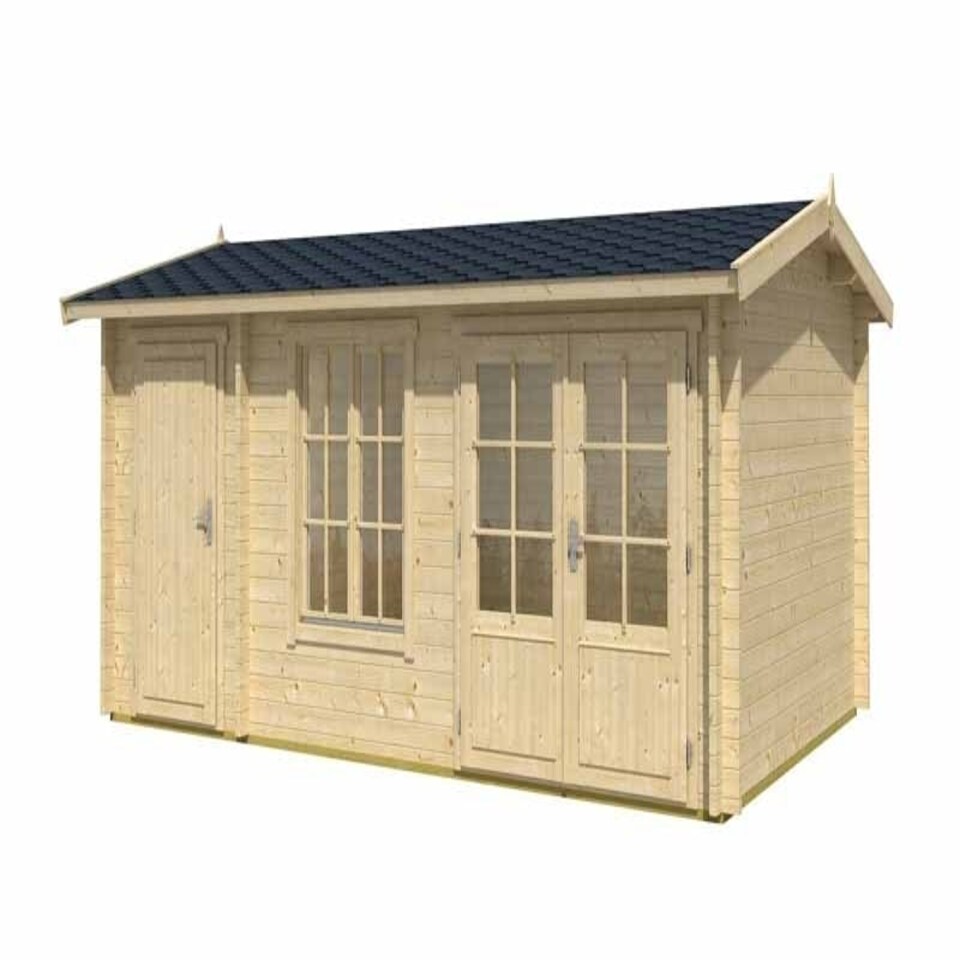 image 1 of Wrexham 2-Log Cabin, Wooden Garden Room, Timber Summerhouse, Home Office - L525 x W350.8 x H250.8 cm Brown