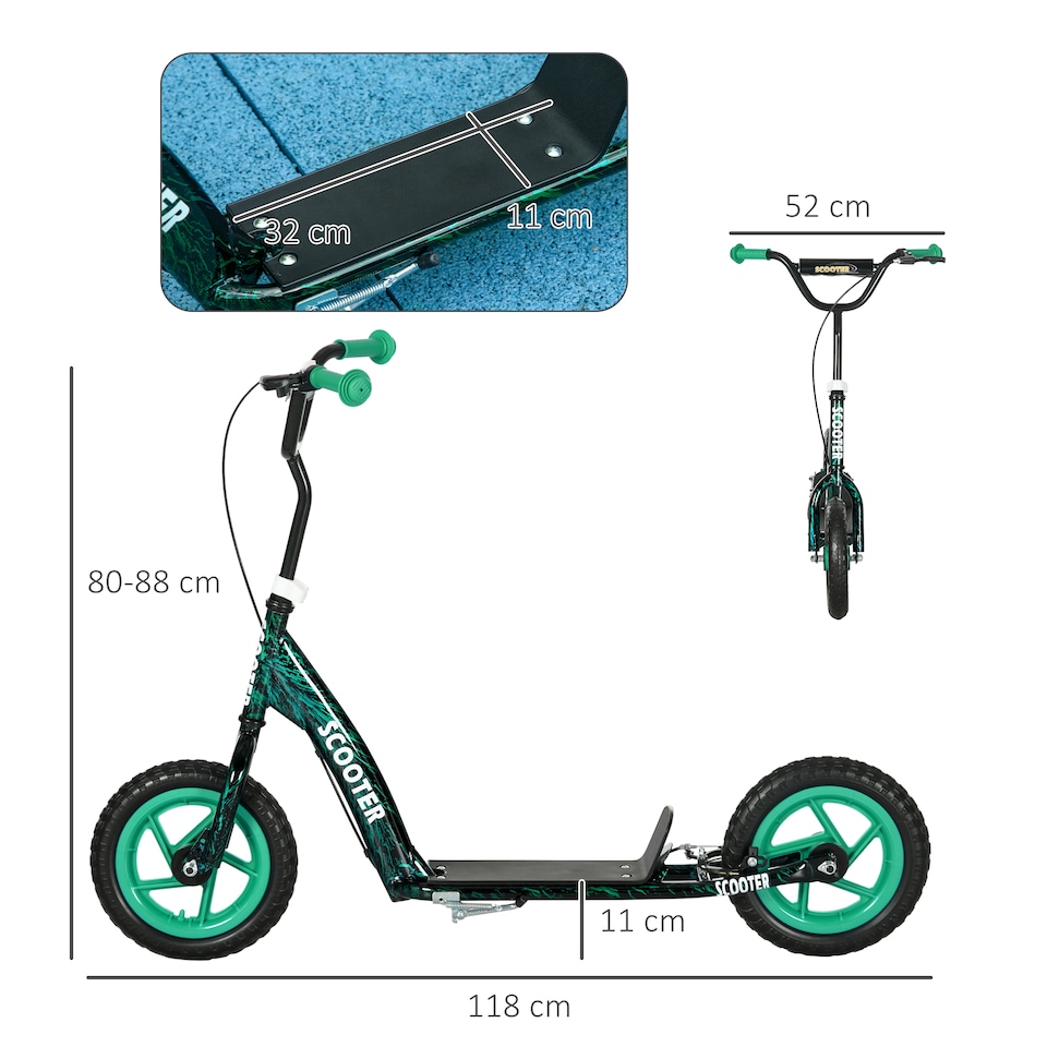 image 1 of AIYAPLAY Kids Scooter with Adjustable Handlebar, Kick Scooter, Green