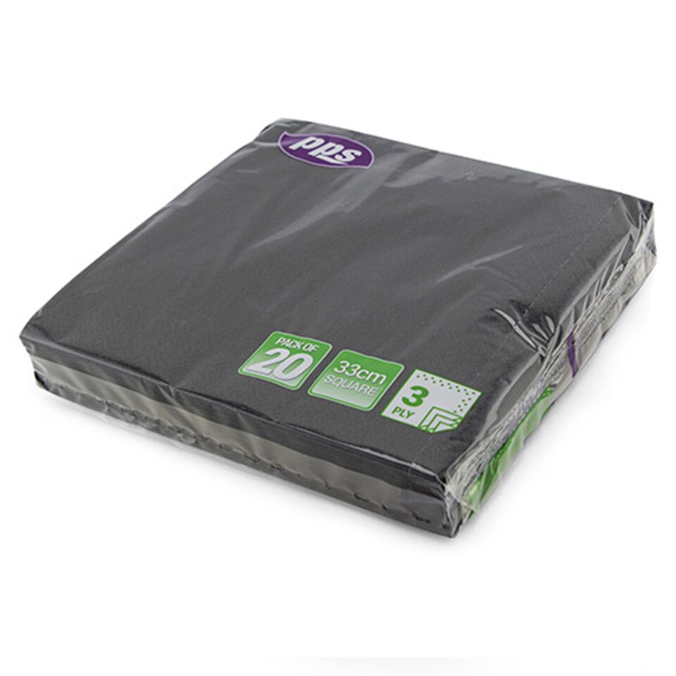 image 1 of Black Paper Luncheon Napkins 33cm 2 Ply - Pack of 20