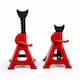 image 2 of 3 Ton Heavy Duty Ratchet Jack Lifting Axle Stands - Set of 2 | Red