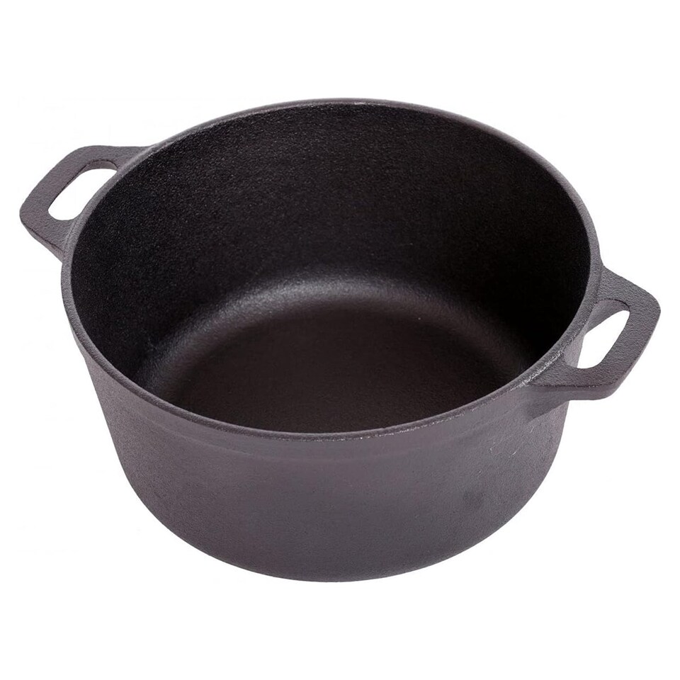 image 1 of 4L Cast Iron Non Stick Casserole Dish Pan with Lid | Black | 1