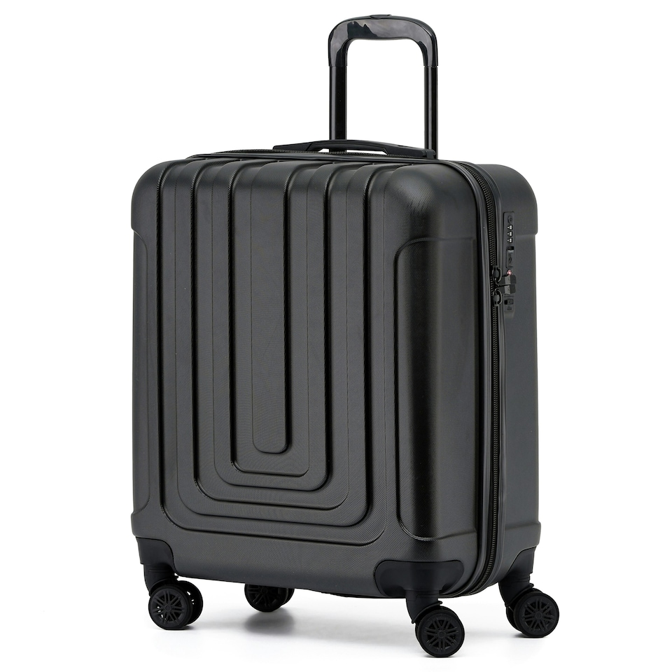 image 1 of Flight Knight Premium Hard Shell Lightweight Cabin Suitcase - 8 Spinner Wheels - Built-in TSA Lock & USB Port - easyJet Large Cabin Approved - 56x45x25cm Black | Black | Cabin Bag