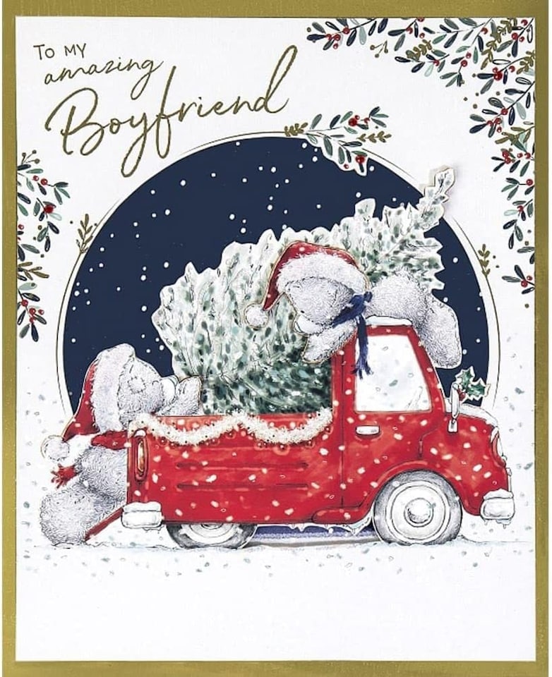 image 1 of Bears And Red Truck Boyfriend Boxed Christmas Card