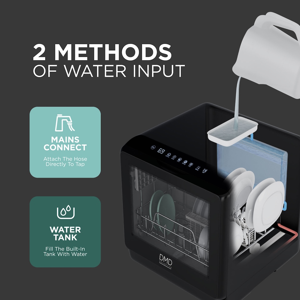 image 1 of DMD Countertop Dishwasher, Touch Screen, 6 Programmes, 5L Built-In Water Tank