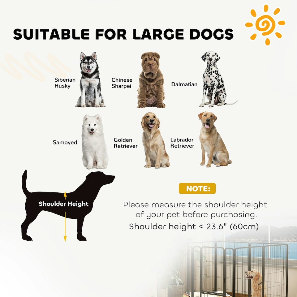 image 1 of PawHut Eight-Panel Dog Playpen with Door, for Indoor, Outdoor, 100cm Tall | Multi | Not provided