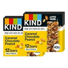 KIND Bars, Gluten Free Snack Bars, Caramel Chocolate Peanut, High Fibre, No Artificial Colours, Flavours or Preservatives, Multipack 24 x 40g