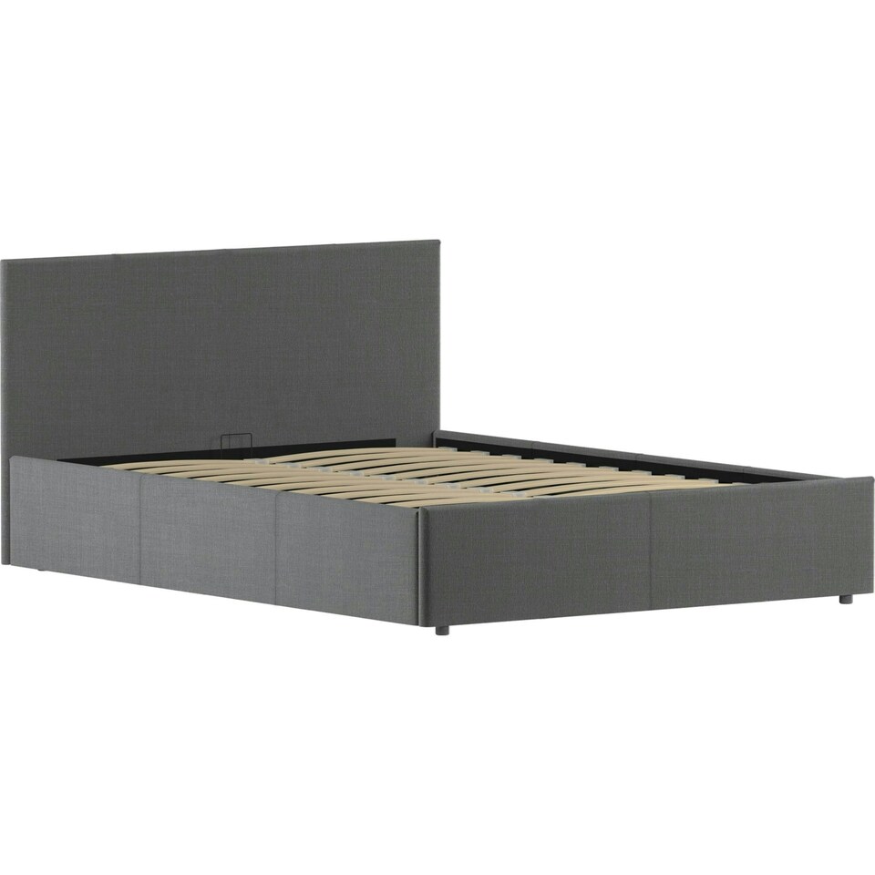 image 1 of Vida Designs Veronica 4ft6 Double Ottoman Bed Storage Fabric Upholstered, Dark Grey Linen, 135 x 190cm