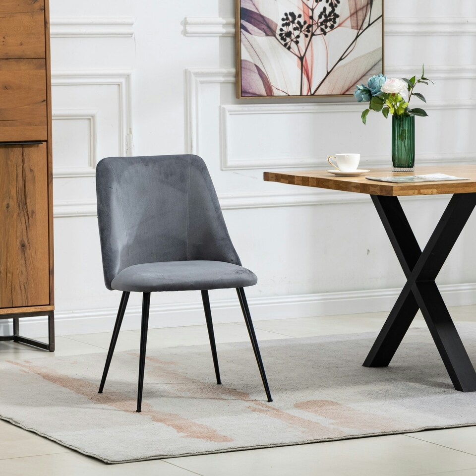 image 1 of Morandi Velvet Dining Chairs - Set of 2 - Grey