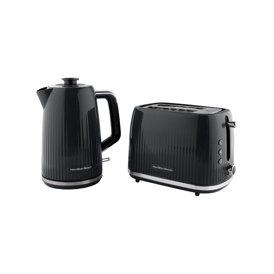 image 1 of Hamilton Beach Miami Kettle & Toaster Set Charcoal Grey