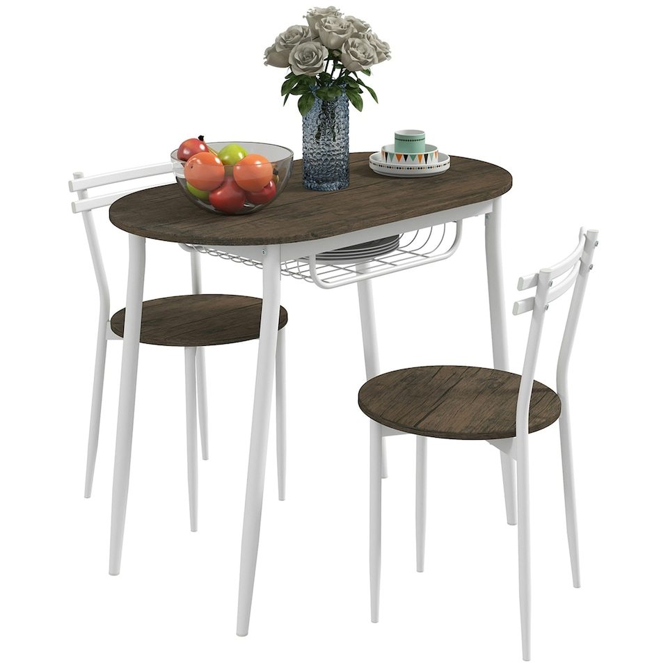 image 1 of HOMCOM Dining Table and Chairs Set of 3, Kitchen Table with 2 Chairs
