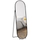 image 1 of HOMCOM 40  160cm Full Length Mirror, Floor Standing or Leaning Against Wall Tall Mirror with Support Frame, Oval Full Body Mirror for Bedroom, Living Room, Black