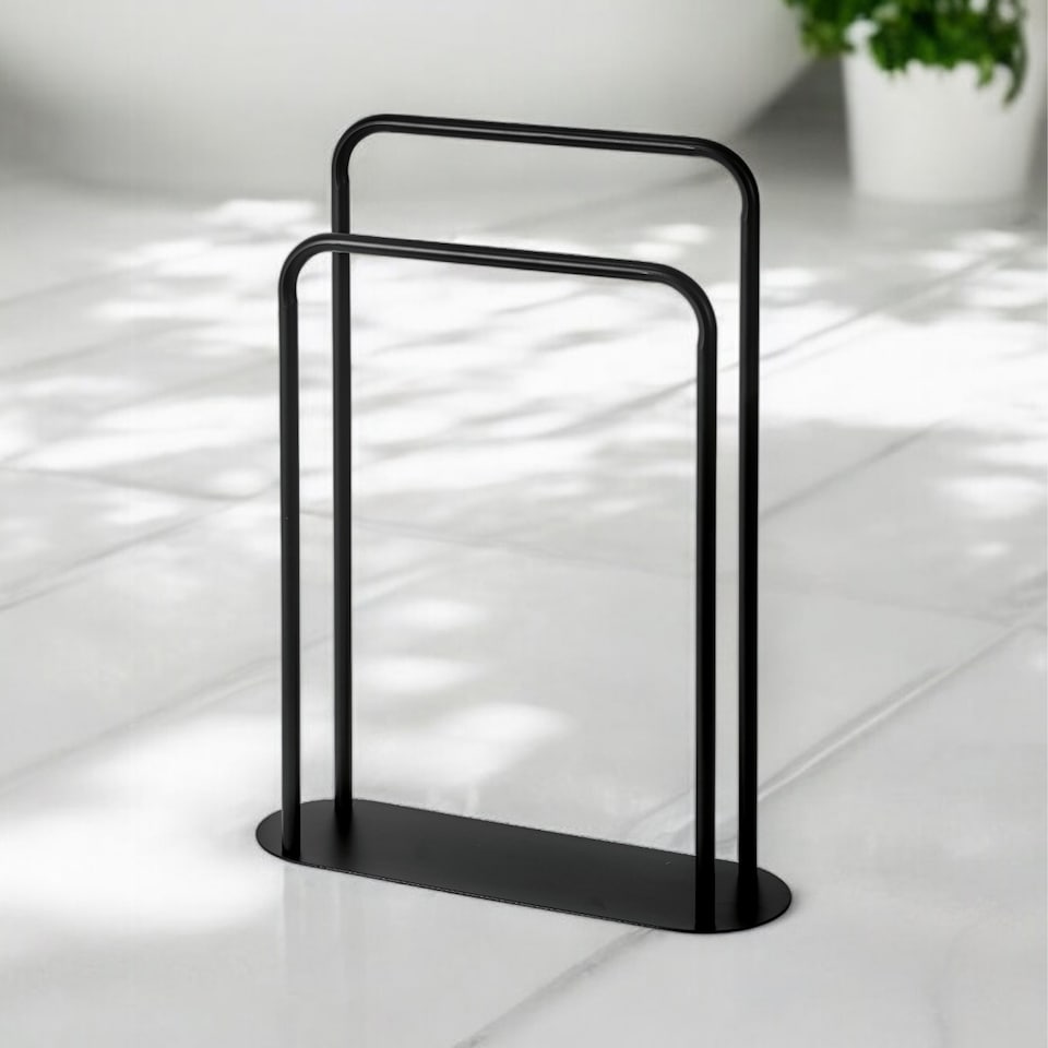 image 1 of Showerdrape Aspen Freestanding Black Towel Storage Stand | Black | Black | 1